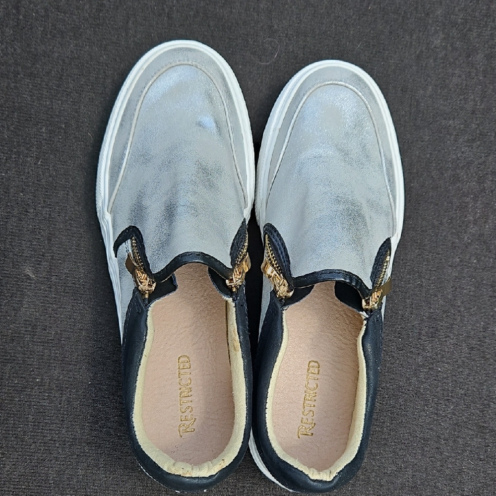 Restricted‎ Black and Silver Loafers